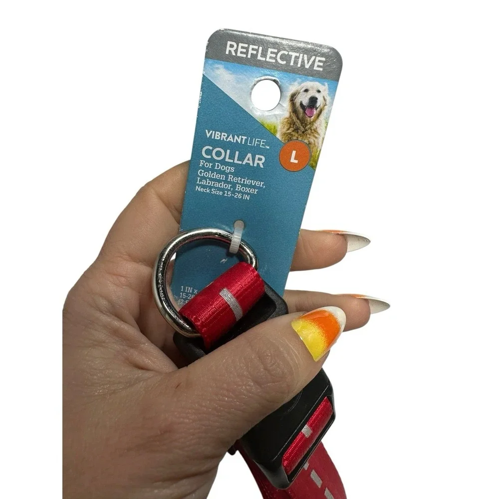 VIBRANT‎ LIFE dog collar SIZE LARGE neck size 15-26 in 50-90 lb reflective